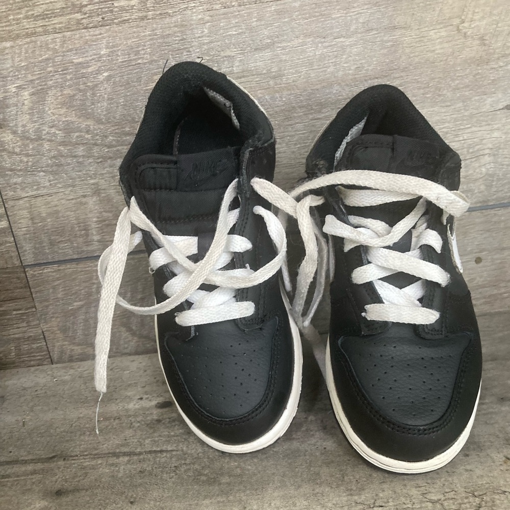 Kids Black and white Nike dunk low